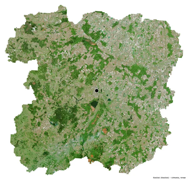 リトアニアの郡であるシウリアイの形で 首都は白い背景に孤立している 衛星画像 3Dレンダリング — ストック写真