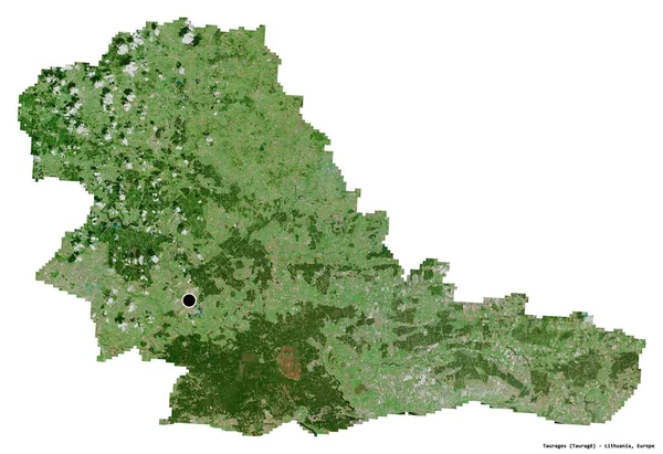 立陶宛Taurages的形状 首都被白色背景隔离 卫星图像 3D渲染 — 图库照片