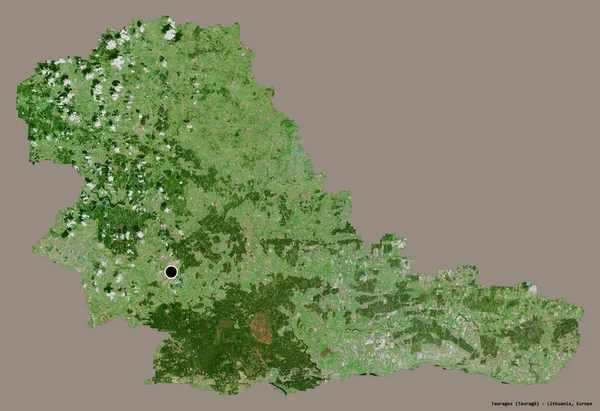 立陶宛Taurages的形状 首都以纯色背景隔离 卫星图像 3D渲染 — 图库照片