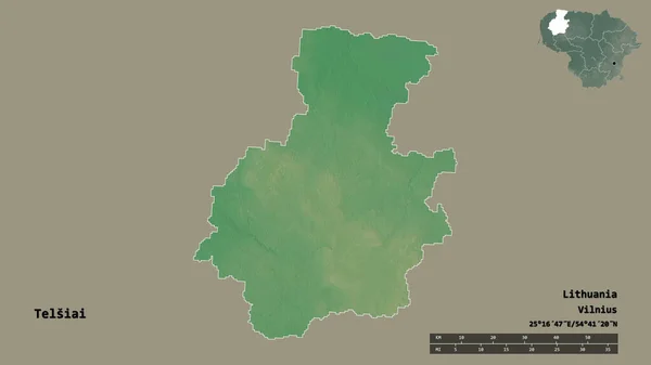 Forma Telsiai Provincia Lituania Con Capital Aislada Sobre Fondo Sólido —  Fotos de Stock