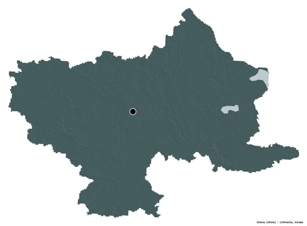Форма Утеноса Графства Литовского Столицей Изолированной Белом Фоне Цветная Карта — стоковое фото