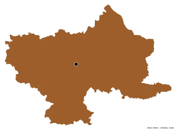 Forma Utenos Provincia Lituania Con Capital Aislada Sobre Fondo Blanco —  Fotos de Stock