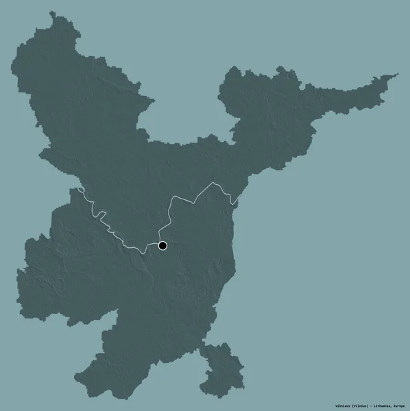 立陶宛郡维尔纽斯的形状 其首都以纯色背景隔离 彩色高程图 3D渲染 — 图库照片