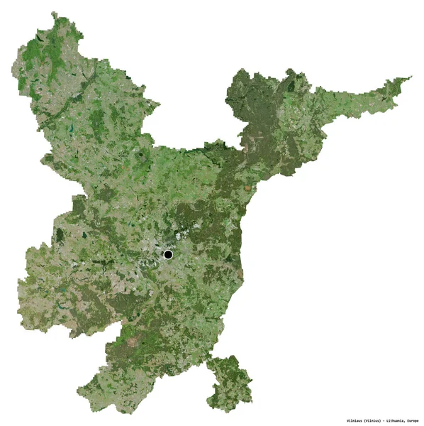 Form Vilniaus Litauens Amt Med Hovedstad Isoleret Hvid Baggrund Satellitbilleder - Stock-foto