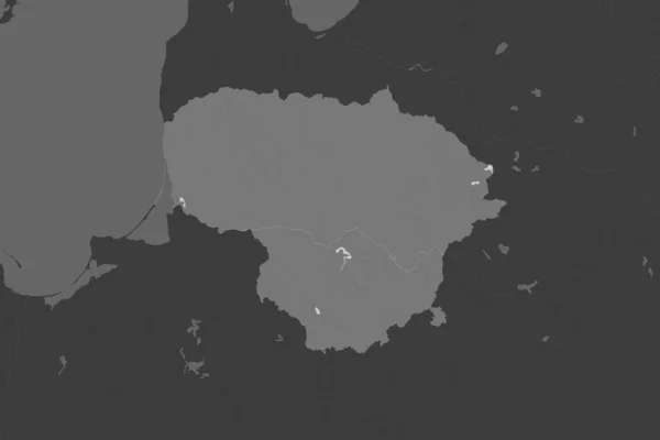 Forma Lituania Separada Por Desaturación Las Áreas Vecinas Mapa Elevación — Foto de Stock