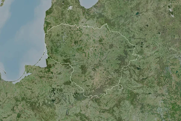 Extended Area Outlined Lithuania Satellite Imagery Rendering — Stock Photo, Image