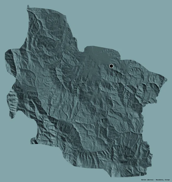 Forma Berovo Município Macedônia Com Sua Capital Isolada Fundo Cor — Fotografia de Stock