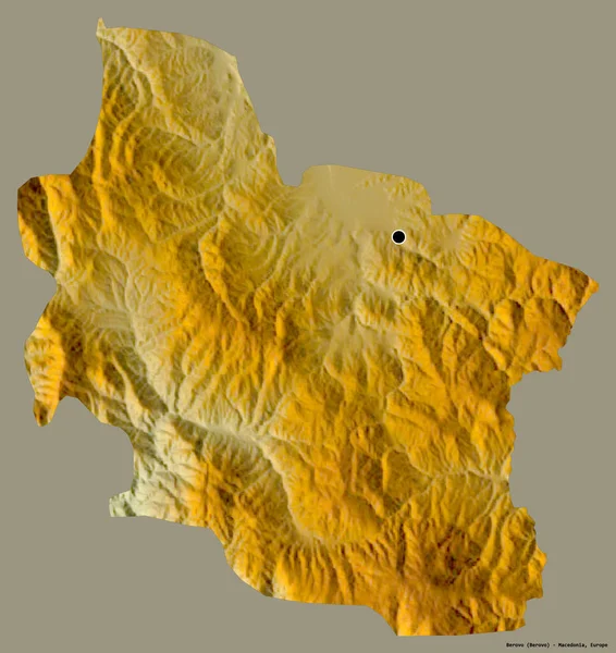 マケドニアの自治体であるベロヴォの形で その首都はしっかりとした色の背景に隔離されています 地形図 3Dレンダリング — ストック写真