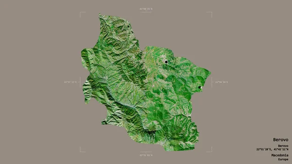 位于马其顿市伯罗沃市的一个地区 在一个地理参照框的坚实背景下被隔离 卫星图像 3D渲染 — 图库照片
