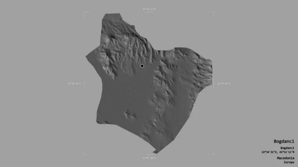马其顿市Bogdanci的一个地区 在一个地理参照框的坚实背景下被隔离 Bilevel高程图 3D渲染 — 图库照片