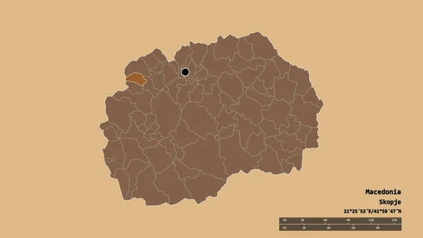 Forme Désaturée Macédoine Avec Capitale Principale Division Régionale Région Séparée — Photo