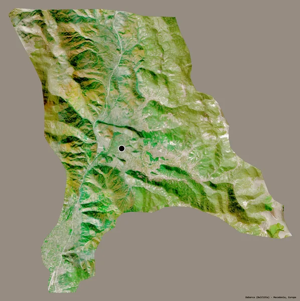 マケドニアの自治体であるDebarcaの形は その首都はしっかりとした色の背景に隔離されています 衛星画像 3Dレンダリング — ストック写真