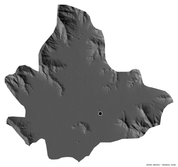 多尔涅尼的形状 马其顿市 其首都被白色背景隔离 Bilevel高程图 3D渲染 — 图库照片