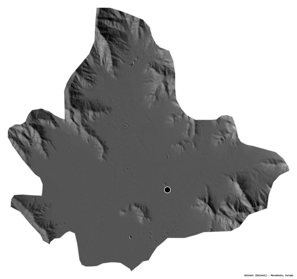 マケドニアの自治体であるドルネニの形で その首都は白い背景に孤立しています 標高マップ 3Dレンダリング — ストック写真