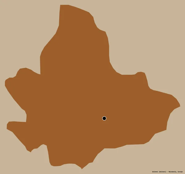 マケドニアの自治体であるドルネニの形で その首都はしっかりとした色の背景に隔離されています パターン化されたテクスチャの構成 3Dレンダリング — ストック写真