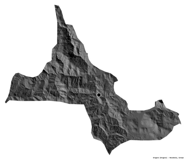 Tvar Obce Drugovo Makedonie Hlavním Městem Izolovaným Bílém Pozadí Mapa — Stock fotografie