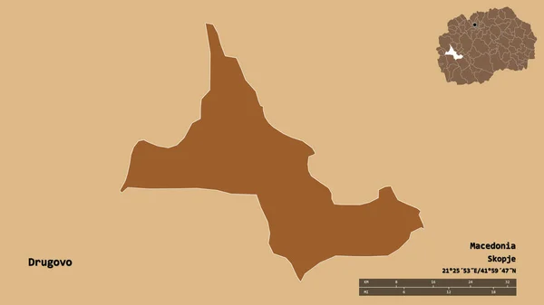 Forma Drugovo Municipio Macedonia Con Capital Aislada Sobre Fondo Sólido —  Fotos de Stock