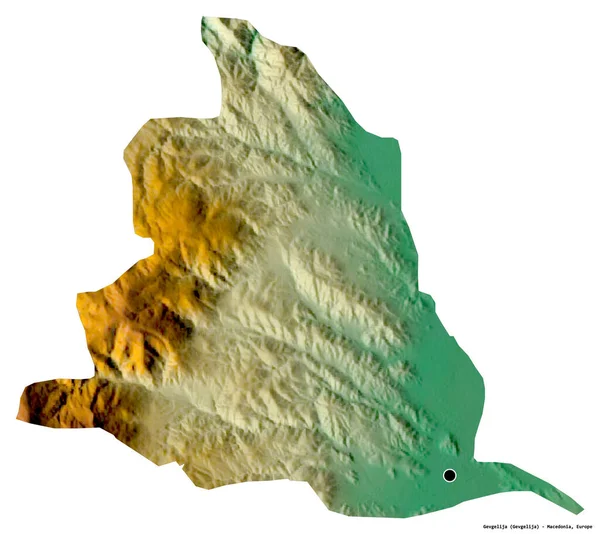 Makedonya 'nın Gevgelija belediyesi, başkenti beyaz arka planda izole edilmiş durumda. Topografik yardım haritası. 3B görüntüleme