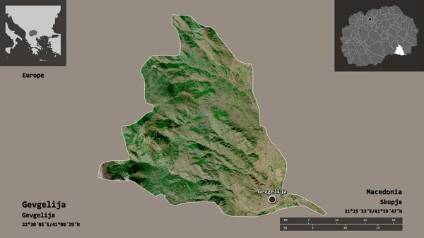 Form Gevgelija Makedoniens Kommun Och Dess Huvudstad Avståndsskala Förhandsvisningar Och — Stockfoto