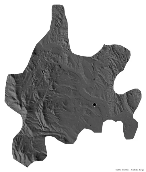 Forma Orașului Gradsko Comuna Macedonia Capitala Izolată Fundal Alb Harta — Fotografie, imagine de stoc