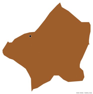 Makedonya 'nın başkenti Ilinden' in beyaz arka planda izole edilmiş şekli. Desenli dokuların bileşimi. 3B görüntüleme