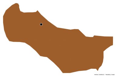 Makedonya 'nın başkenti Karbinci' nin beyaz arka planda izole edilmiş hali. Desenli dokuların bileşimi. 3B görüntüleme