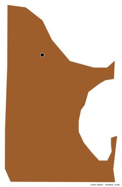 Makedonya 'nın başkenti Karpos' un beyaz arka planda izole edilmiş hali. Desenli dokuların bileşimi. 3B görüntüleme