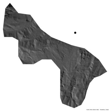 Makedonya 'nın başkenti Kisela Voda' nın beyaz arka planda izole edilmiş şekli. Çift seviyeli yükseklik haritası. 3B görüntüleme