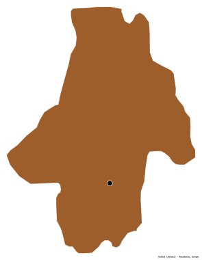 Makedonya 'nın başkenti Kocani' nin beyaz arka planda izole edilmiş hali. Desenli dokuların bileşimi. 3B görüntüleme