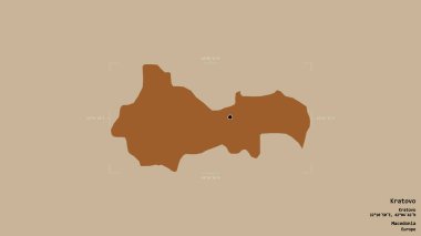 Makedonya Belediyesi 'nin Kratovo bölgesi, jeoreferatlı bir sınır kutusunda sağlam bir zemin üzerinde izole edilmiş durumda. Etiketler. Desenli dokuların bileşimi. 3B görüntüleme