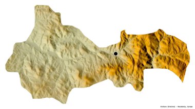 Makedonya 'nın başkenti Kratovo' nun beyaz arka planda izole edilmiş hali. Topografik yardım haritası. 3B görüntüleme