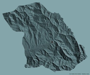Makedonya Belediyesi Kriva Palanka 'nın şekli, başkenti katı renk arka planına izole edilmiş. Renkli yükseklik haritası. 3B görüntüleme