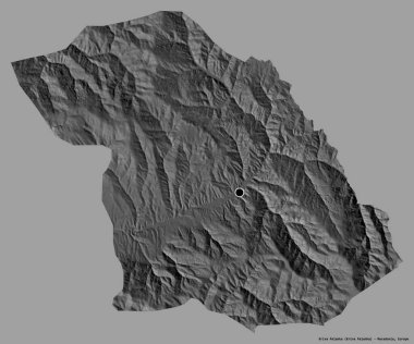 Makedonya Belediyesi Kriva Palanka 'nın şekli, başkenti katı renk arka planına izole edilmiş. Çift seviyeli yükseklik haritası. 3B görüntüleme