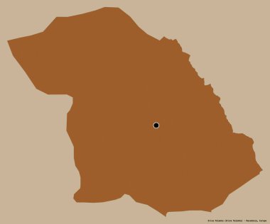 Makedonya Belediyesi Kriva Palanka 'nın şekli, başkenti katı renk arka planına izole edilmiş. Desenli dokuların bileşimi. 3B görüntüleme