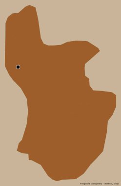 Makedonya Belediyesi Krivogastani 'nin şekli, başkenti sağlam bir renk arkaplanına sahip. Desenli dokuların bileşimi. 3B görüntüleme