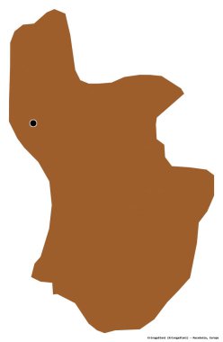 Makedonya 'nın başkenti Krivogastani' nin beyaz arka planda izole edilmiş şekli. Desenli dokuların bileşimi. 3B görüntüleme