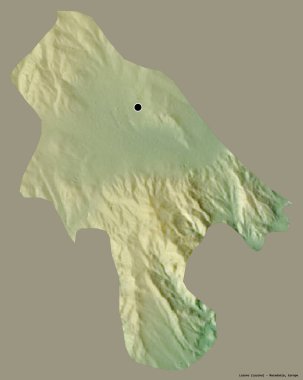 Makedonya Belediyesi Lozovo 'nun şekli, sermayesi sağlam bir renk arkaplanına sahip. Topografik yardım haritası. 3B görüntüleme