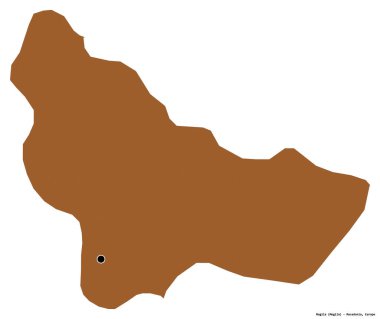 Makedonya 'nın başkenti Mogila' nın beyaz arka planda izole edilmiş hali. Desenli dokuların bileşimi. 3B görüntüleme