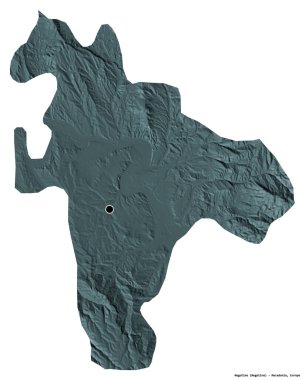 Makedonya 'nın başkenti Negotino' nun beyaz arka planda izole edilmiş hali. Renkli yükseklik haritası. 3B görüntüleme