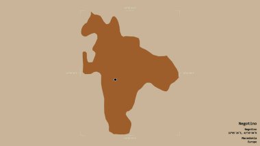 Makedonya Belediyesi Negotino bölgesi, jeoreferatlı bir sınır kutusunda sağlam bir zemin üzerinde izole edilmiş durumda. Etiketler. Desenli dokuların bileşimi. 3B görüntüleme