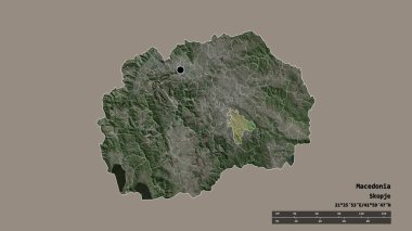 Makedonya 'nın sermayesi, ana bölgesel bölünmesi ve bölünmüş Negotino alanıyla deforme olmuş hali. Etiketler. Uydu görüntüleri. 3B görüntüleme