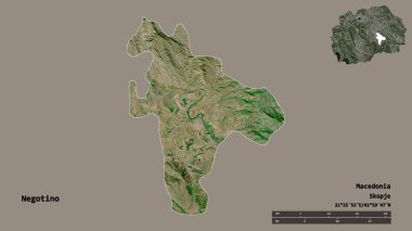 Makedonya belediyesi Negotino 'nun başkenti, sağlam bir zemin üzerinde izole edilmiş durumda. Uzaklık ölçeği, bölge önizlemesi ve etiketleri. Uydu görüntüleri. 3B görüntüleme
