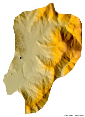 Makedonya 'nın Oslomej belediyesi, başkenti beyaz arka planda izole edilmiş durumda. Topografik yardım haritası. 3B görüntüleme