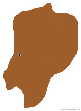 Makedonya 'nın Oslomej belediyesi, başkenti beyaz arka planda izole edilmiş durumda. Desenli dokuların bileşimi. 3B görüntüleme