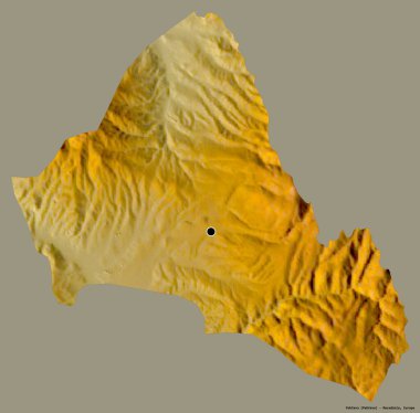 Makedonya 'nın Pehcevo belediyesi, başkenti katı renk arkaplanına izole edilmiş durumda. Topografik yardım haritası. 3B görüntüleme
