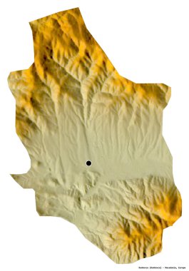 Makedonya 'nın Rankovce belediyesi, başkenti beyaz arka planda izole edilmiş durumda. Topografik yardım haritası. 3B görüntüleme