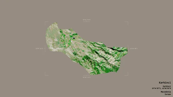 マケドニアの自治体カルビニの地域は 洗練された境界ボックスにしっかりとした背景に隔離されています ラベル 衛星画像 3Dレンダリング — ストック写真