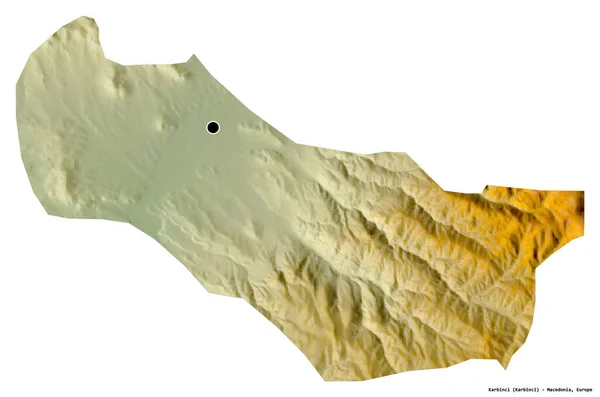 Formen Karbinci Makedoniens Kommun Med Huvudstaden Isolerad Vit Bakgrund Topografisk — Stockfoto