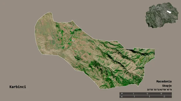 Форма Карбічі Муніципалітет Македонії Столицею Ізольованою Твердому Тлі Масштаб Відстаней — стокове фото
