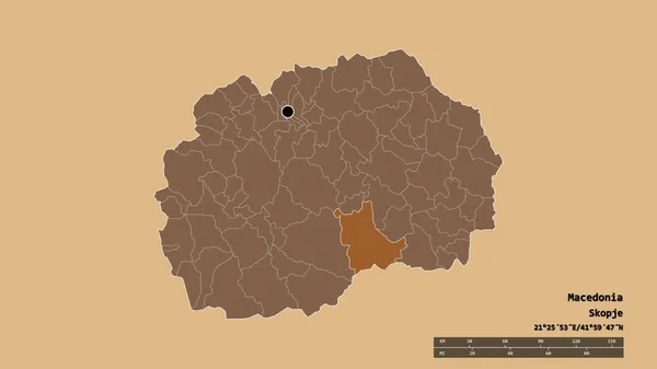 主要な地域部門と分離されたKavadartsiエリアとマケドニアの荒廃した形状 ラベル 規則的にパターン化されたテクスチャの構成 3Dレンダリング — ストック写真